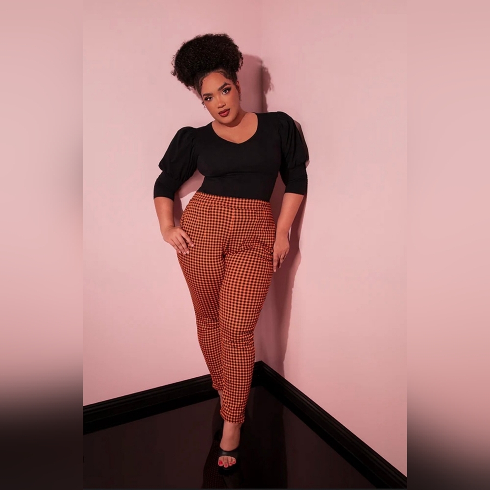 Cigarette Pants - Pumpkin Plaid